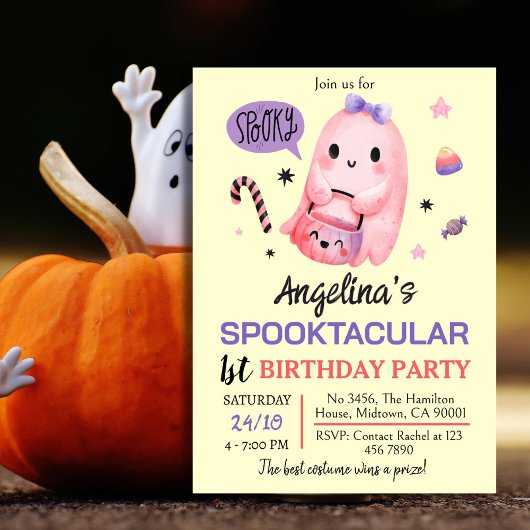 甘くて不気味な幽霊キャンディ1st誕生日ハロウィーン 招待状