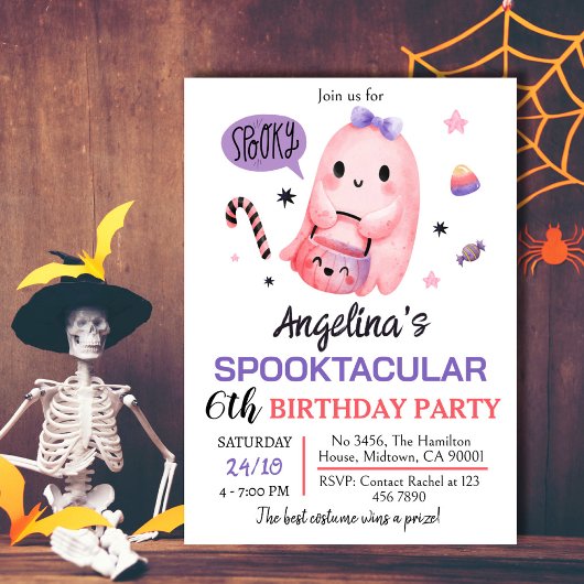 甘くて不気味な幽霊キャンディ6th誕生日ハロウィーン 招待状