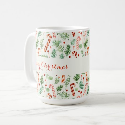 甘くて可愛いキャンディーキャンズメリークリスマス コーヒーマグカップ (正面左)