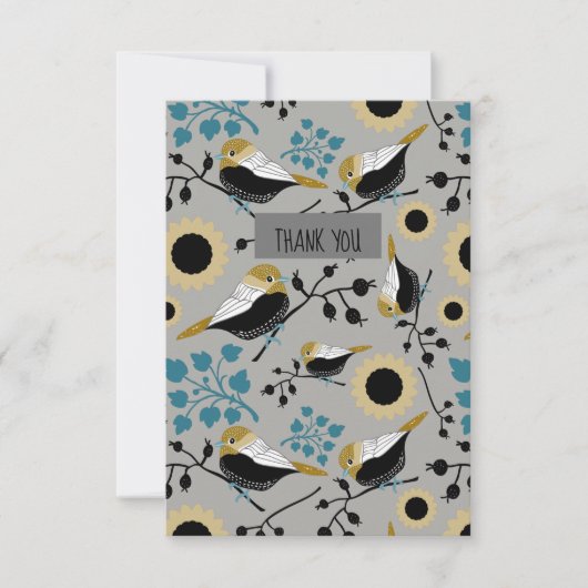 甘くて可愛い《鳥》アメリカゴガラとベリー サンキューカード (正面)