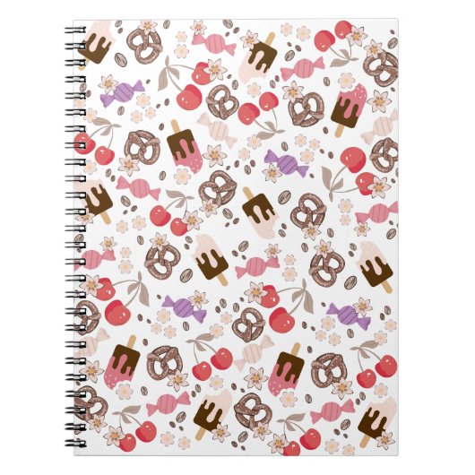 甘くて塩辛いおやつり柄 ノートブック (正面)