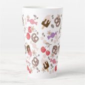 甘くて塩辛いお菓子の柄の女の子 カフェラテマグ (正面)