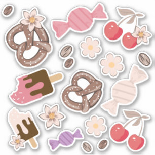 甘くて塩辛いお菓子ベージュパターン シール