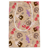 甘くて塩辛いお菓子ベージュパターン ミディアムペーパーバッグ (正面)