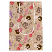 甘くて塩辛いお菓子ベージュパターン ミディアムペーパーバッグ (裏面)