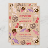 甘くて塩辛いベビーシャワートリートベージュパターン 招待状 (正面/裏面)
