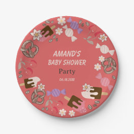 甘くて塩辛いベビーシャワーレッド紙プレート ペーパープレート