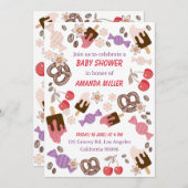 甘くて塩辛い赤ちゃんシャワー白いパターンを扱う 招待状 (正面/裏面)