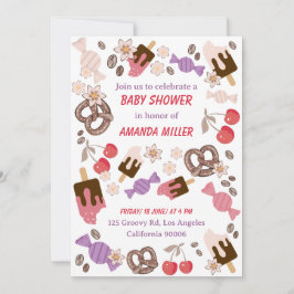 甘くて塩辛い赤ちゃんシャワー白いパターンを扱う 招待状