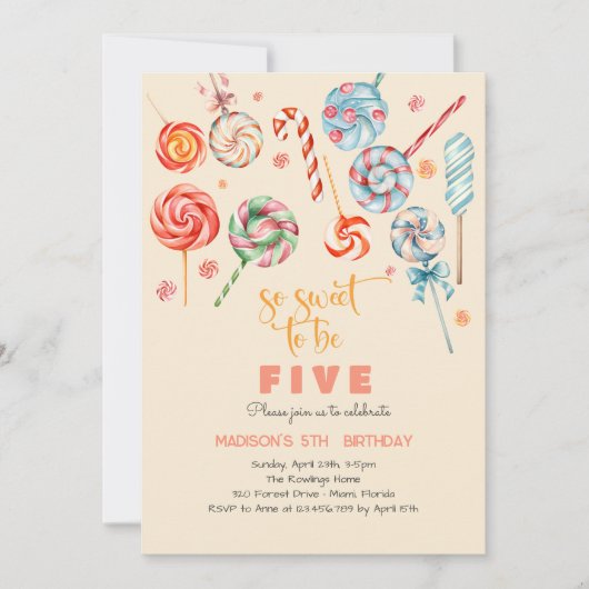 甘くて子供の誕生日 招待状 (正面)