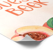 甘くて桃の赤ちゃんシャワーのゲストブックサイン ポスター (角)