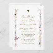 甘くて甘いビーワイルドフラワーのベビーシャワー 招待状 (正面/裏面)
