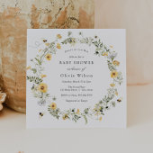 甘くて甘いビーワイルドフラワーのベビーシャワー 招待状