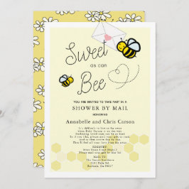 甘くて甘いビー薄い黄色の赤ちゃんシャワー郵便 招待状