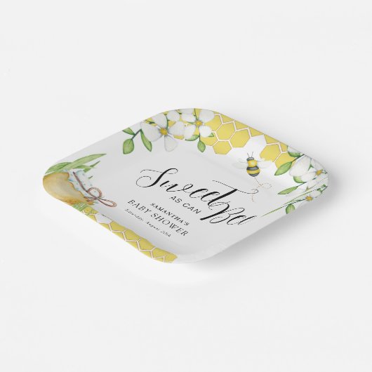 甘くて甘い蜂蜜の赤ちゃんシャワー ペーパープレート (傾斜あり)