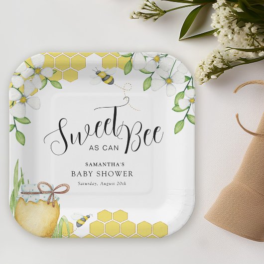 甘くて甘い蜂蜜の赤ちゃんシャワー ペーパープレート