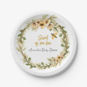 甘くて白い赤ちゃんシャワー ペーパープレート (正面)