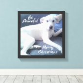 甘くて穏やかで可愛い白犬とパパ缶 キャンバスプリント (インサイチュ (ウッドフロア))