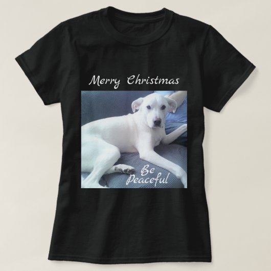 甘くて穏やかで可愛い白犬とパパ Tシャツ (デザイン正面)