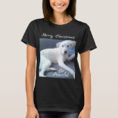 甘くて穏やかで可愛い白犬とパパ Tシャツ (正面)