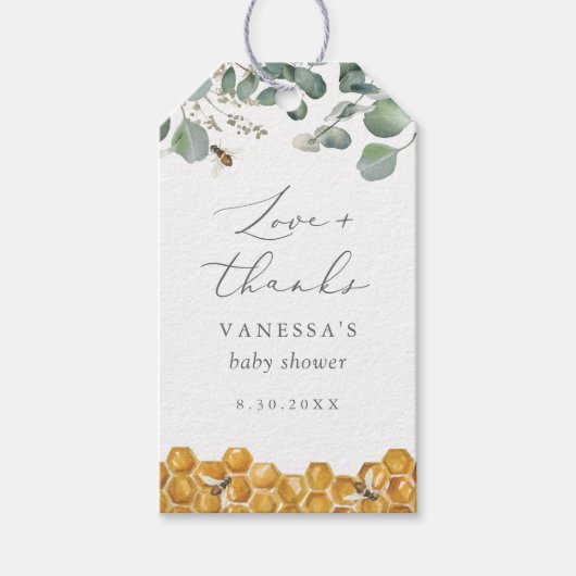 甘くて緑の赤ちゃんシャワー ギフトタグ (正面)