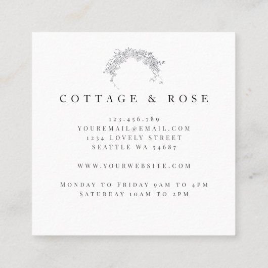 甘くて繊細なみすぼらしいコテージフローラ スクエア名刺 (裏面)
