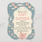 甘くて繊細な赤ちゃんシャワー 招待状 (正面/裏面)