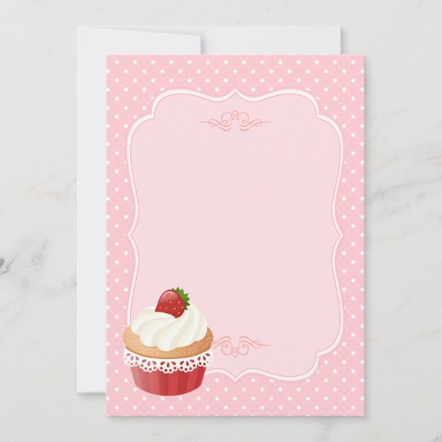 甘くて美味しいストロベリーカップケーキピンク空白の (正面)