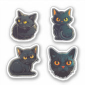 甘くて青白い黒猫のキオティットグラフィックデザイン シール (正面)