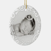 甘くシンプルで白い渦巻のデザイン|のカスタムな写真 セラミックオーナメント (右)