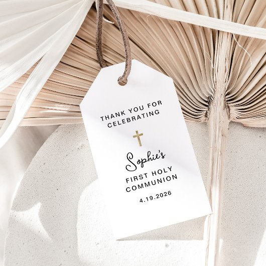 甘くシンプル | ゴールドの初めての聖体拝領 ギフトタグ