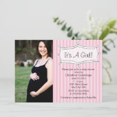 甘くストライプのなベビーシャワーの写真の招待状 招待状 (スタンド正面)