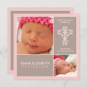 甘くモダンな洗礼 女の子の赤ちゃんの招待状 招待状 (正面/裏面)