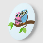 甘くロマンチックなフクロウ ラージ壁時計 (傾斜)