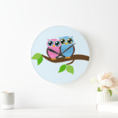 甘くロマンチックなフクロウ ラージ壁時計 (ホーム)