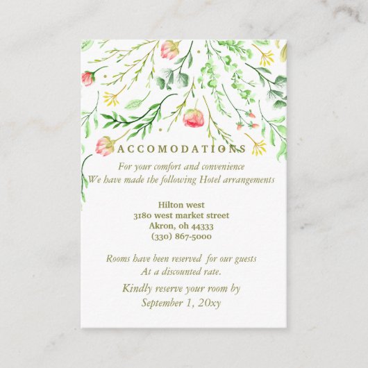 甘くロマンチックな |フローラ結婚の宿泊施設 エンクロージャーカード (正面)