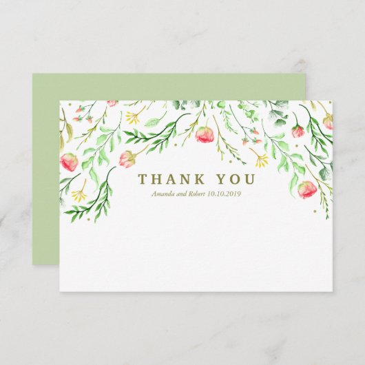 甘くロマンチックな |フローラ結婚の皆様 サンキューカード (正面/裏面)