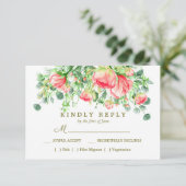 甘くロマンチックな |フローラ結婚の食事の選択RSVP 出欠カード (スタンド正面)