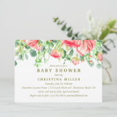 甘くロマンチックな |水彩フラワーベビーシャワー 招待状 (スタンド正面)