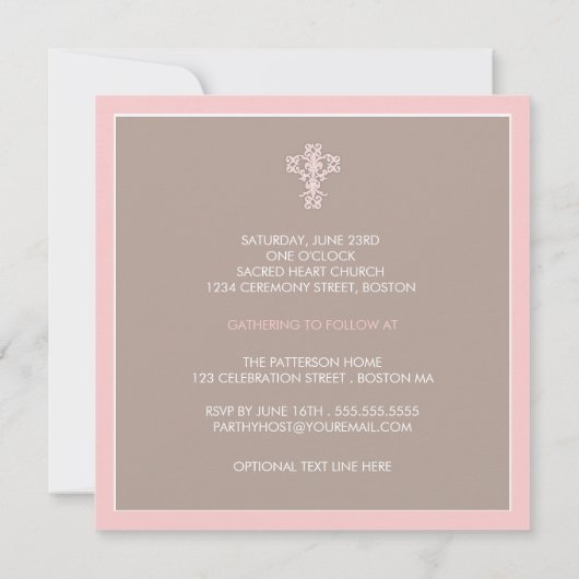 甘く及びモダンな洗礼の女の赤ちゃんの招待状 招待状 (裏面)