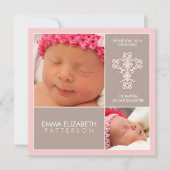 甘く及びモダンな洗礼の女の赤ちゃんの招待状 招待状 (正面)