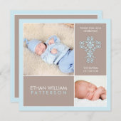 甘く及びモダンな洗礼の男の赤ちゃんの招待状 招待状 (正面/裏面)