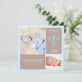 甘く及びモダンな洗礼の男の赤ちゃんの招待状 招待状 (スタンド正面)