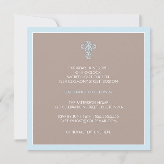 甘く及びモダンな洗礼の男の赤ちゃんの招待状 招待状 (裏面)