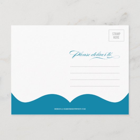 甘く封印された日付はがきを保存する – ターコイズ 案内ポストカード (裏面)