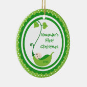 甘く小さいエンドウ豆のベビーの初めてのクリスマスのオーナメント セラミックオーナメント (右)