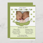 甘く小さいエンドウ豆は写真の発表カードを結び付けます 招待状 (正面/裏面)