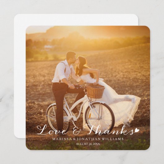 甘く小さいハートの結婚は平らなカード感謝していしています サンキューカード (正面/裏面)