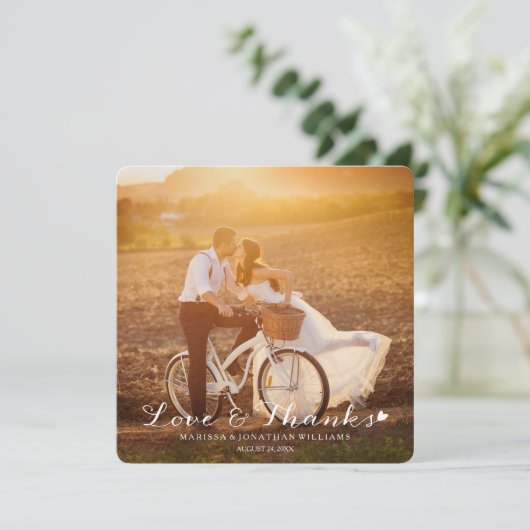 甘く小さいハートの結婚は平らなカード感謝していしています サンキューカード (スタンド正面)