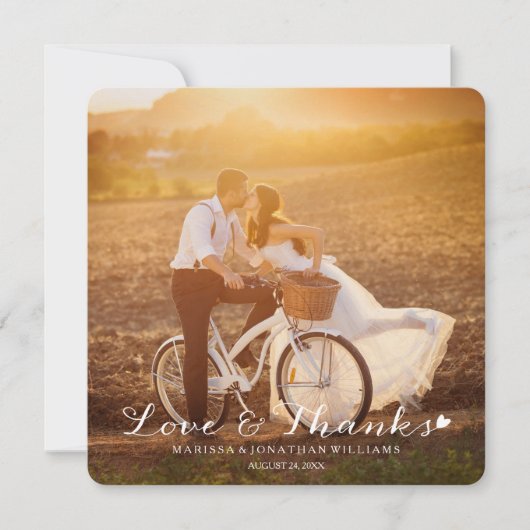 甘く小さいハートの結婚は平らなカード感謝していしています サンキューカード (正面)